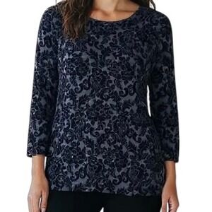 Karen Kane Collection Women's Size M Floral Velvet Burnout Top Blouse Whimsygoth